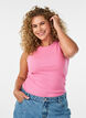 Katoenen ribtop met hoge hals, Roze, Model image number 0