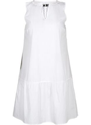 Korte katoenen jurk in een a-lijn, White, Packshot image number 0