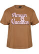 100% katoenen T-shirt met korte mouwen en print, Bruin, Packshot image number 0