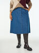 A-lijn denimrok met golvende knoopsluiting, Blauw, Model image number 2