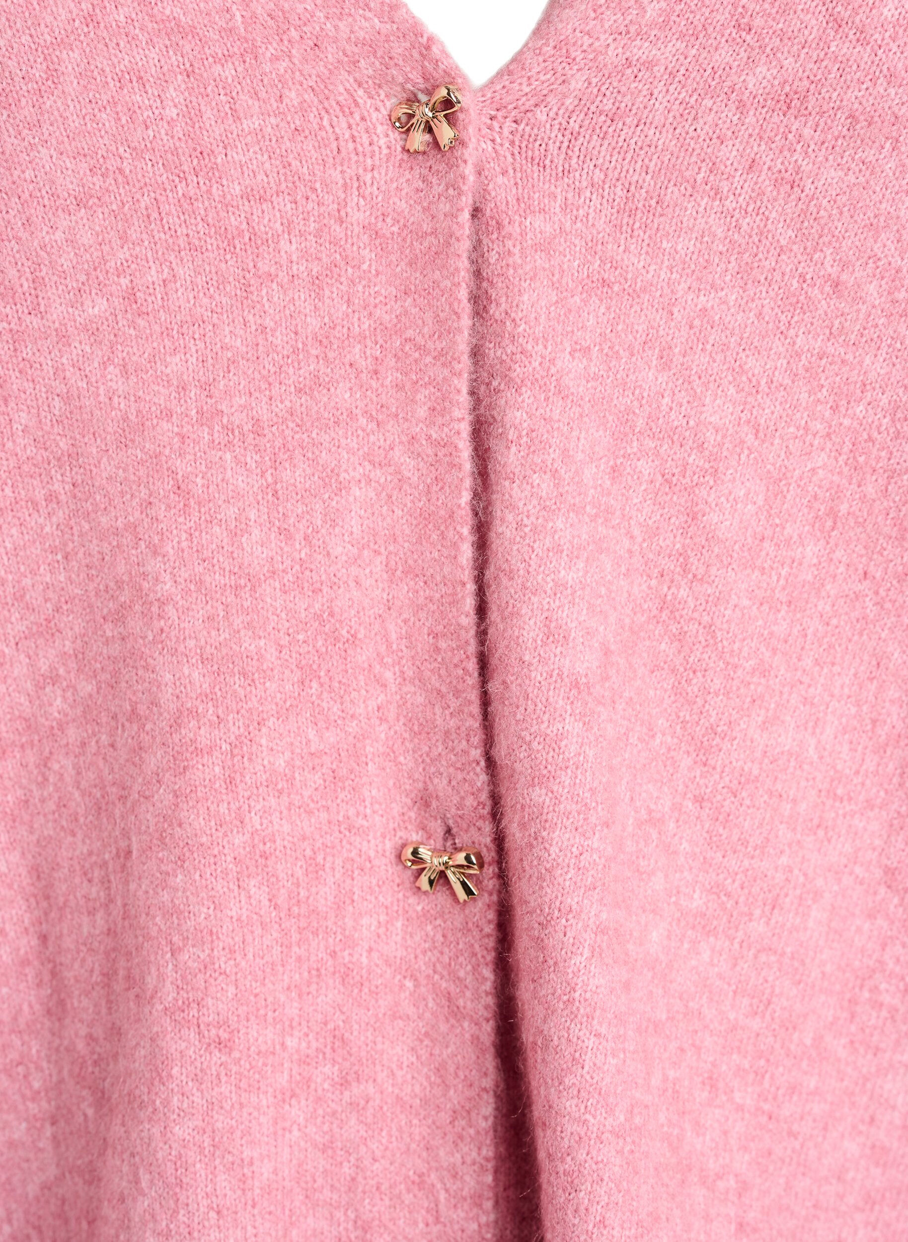 Zizzi Gebreid vest met wol en strikvormige knopen, Rood, Packshot image number 2