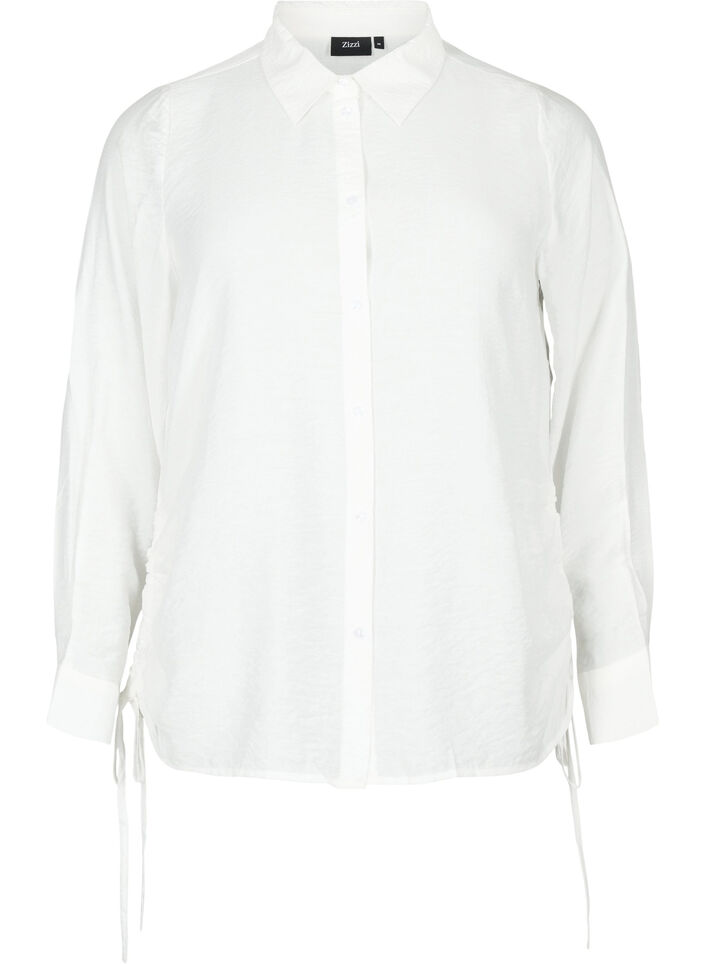Shirt van viscose met ruches, Bright White, Packshot image number 0