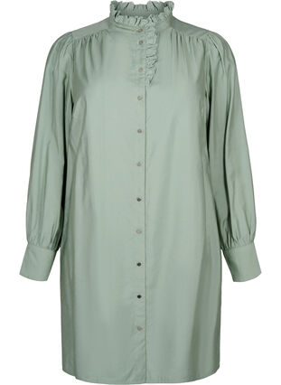Viscose Shirt Jurk met ruffles, Green Bay, Packshot image number 0