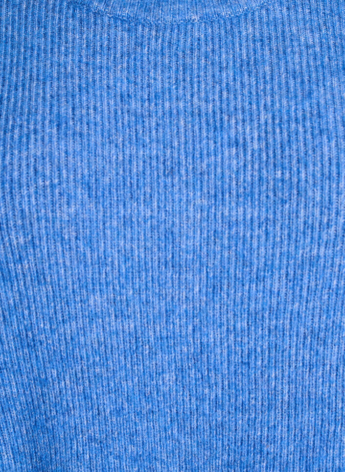 Gem&ecirc;leerde gebreide blouse met ronde hals, Blauw, Packshot image number 2