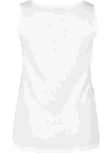 Top met ronde hals in geribbelde stof, Bright White, Packshot image number 1