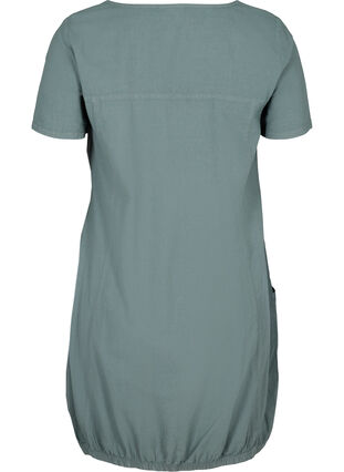 Katoenen jurk met korte mouwen, Balsam Green, Packshot image number 1
