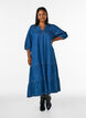 Denim maxi-jurk met gerimpelde lagen, Blauw, Model image number 0