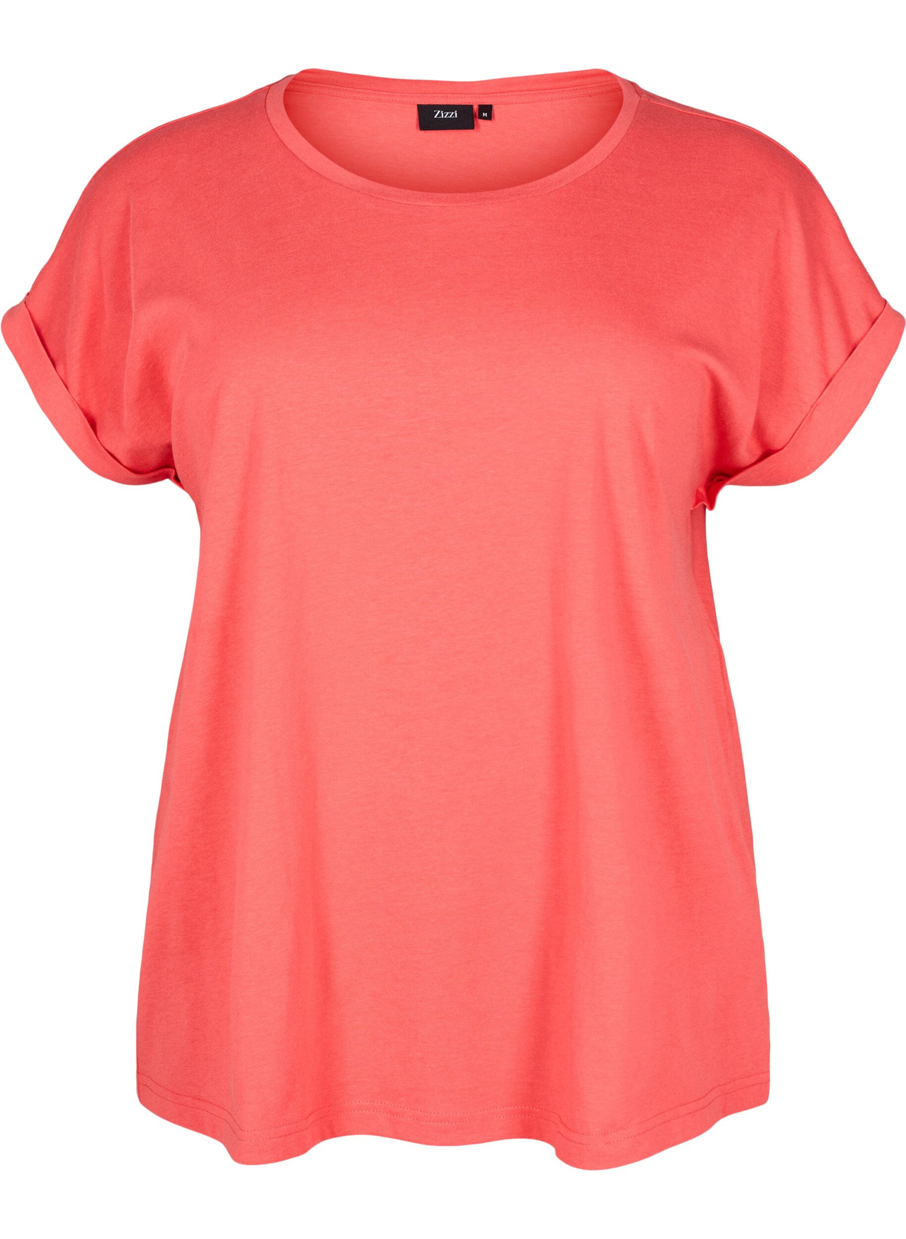 ZizziT-shirt met korte mouwen van katoenmix, Rood, Packshot image number 0