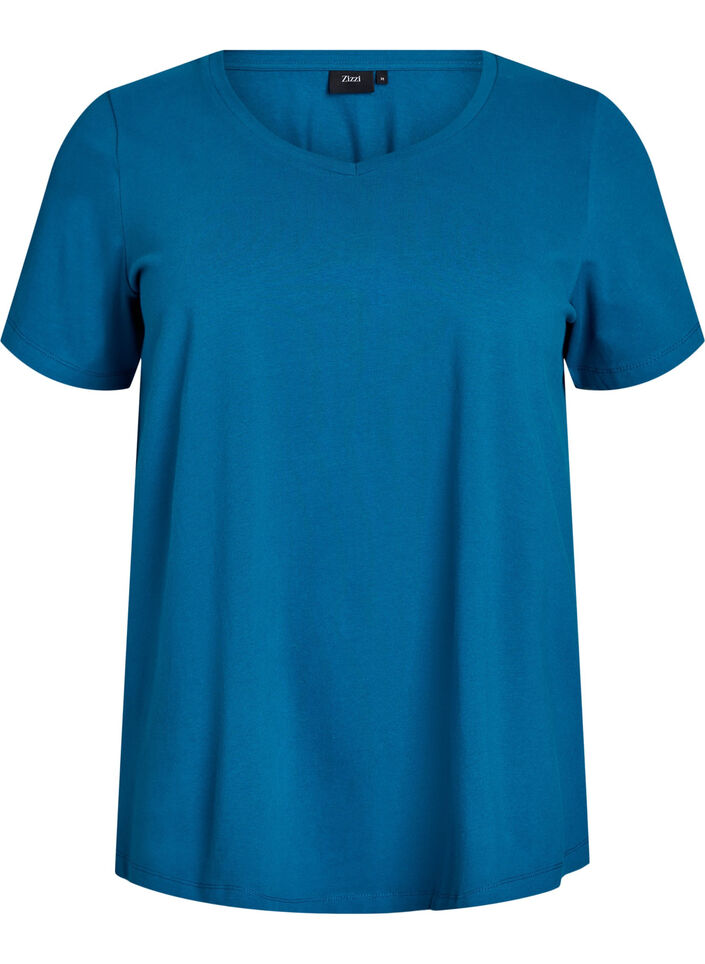 Basic t-shirt in effen kleur met katoen, Blauw, Packshot image number 0