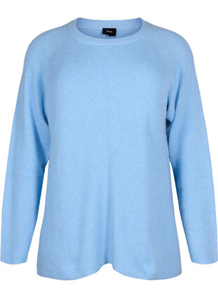Gemêleerde pullover met zijsplit, Blue Bell/White Mel., Packshot image number 0