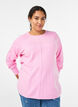 Gebreide blouse met ronde hals en gebreid patroon, Roze, Model image number 0