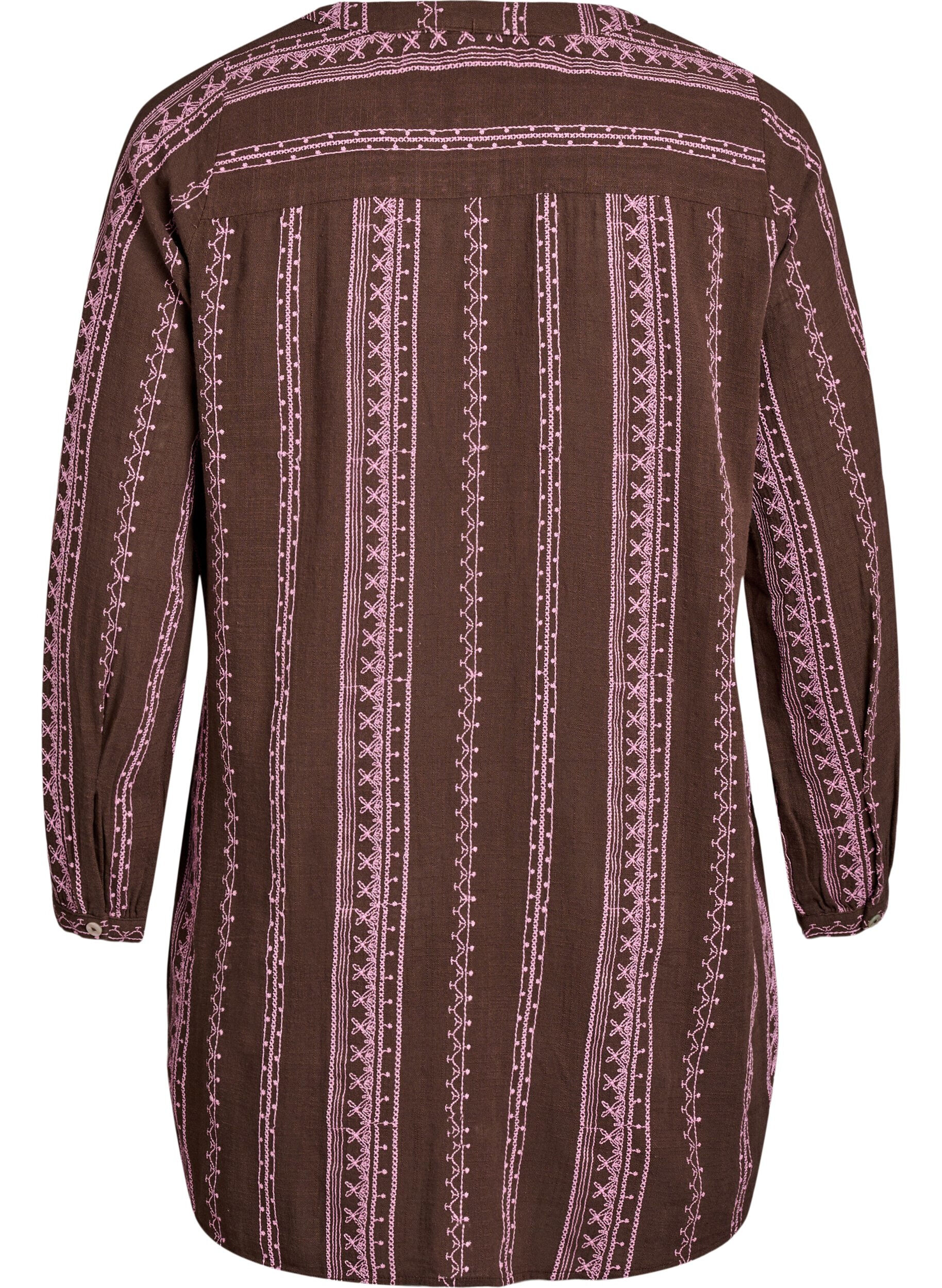 Zizzi Tunic met geborduurd patroon, Bruin, Packshot image number 1