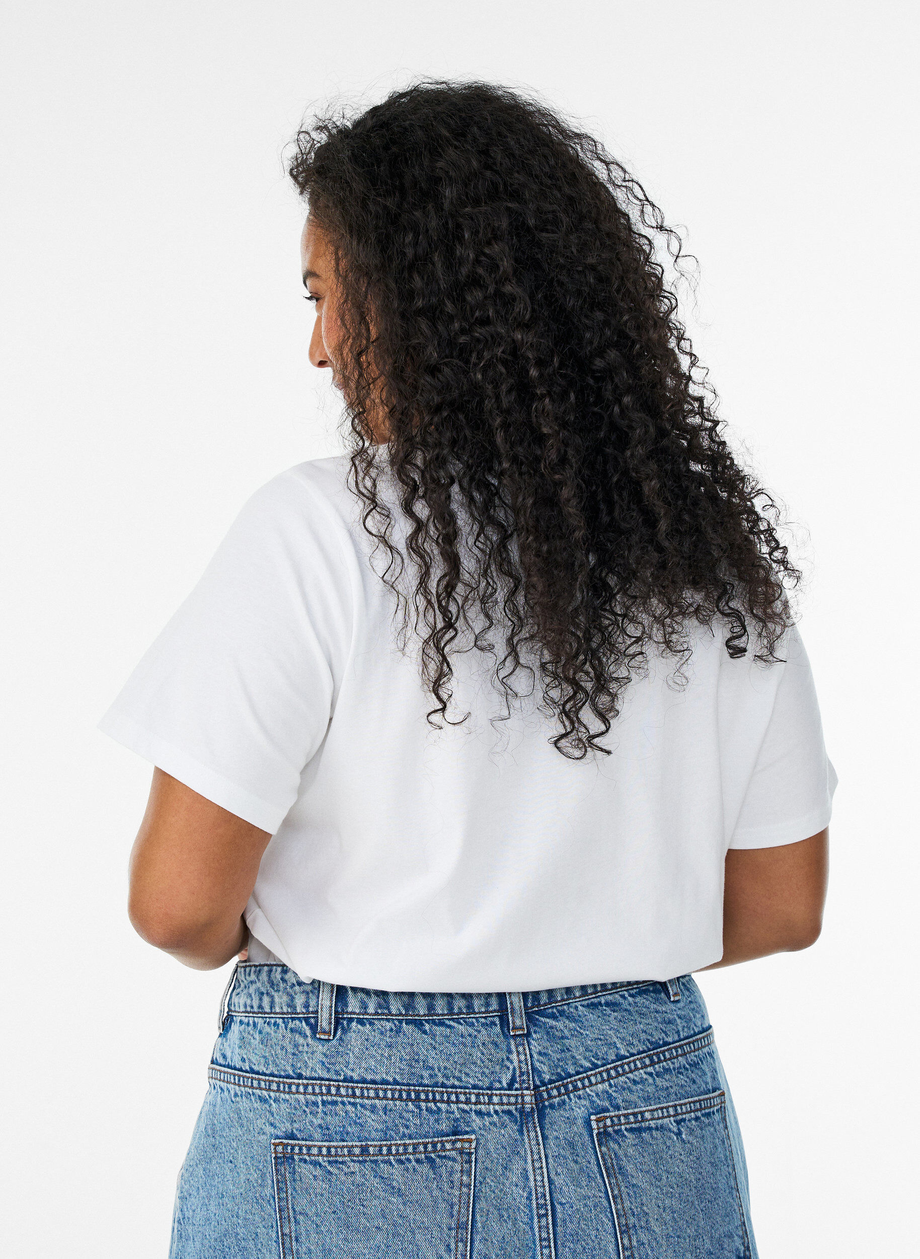 ZizziDit T-shirt van biologisch katoen met strandprint, Wit, Model image number 2