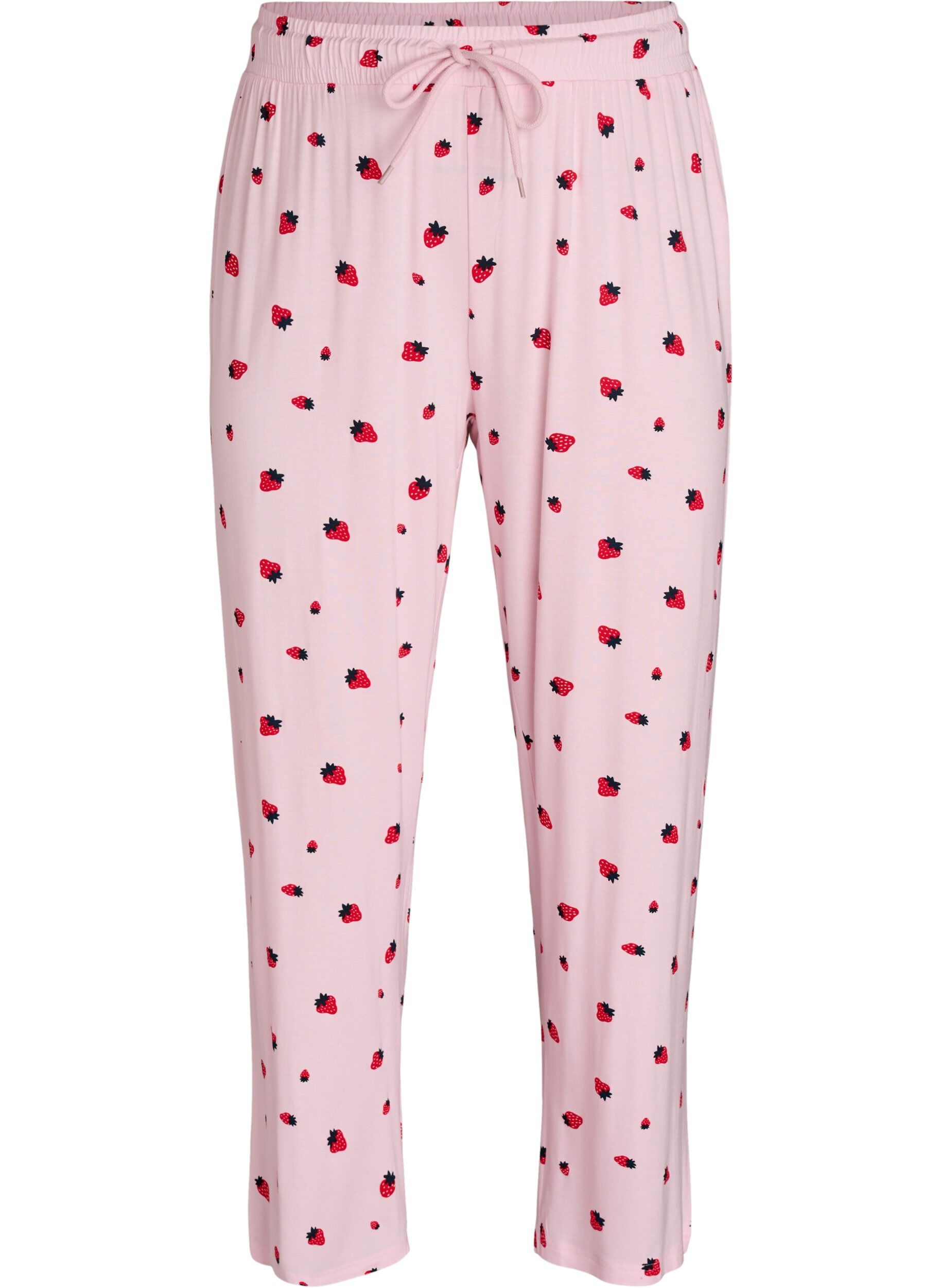Pyjamabroek in zachte jersey met hoge taille en fruitprint