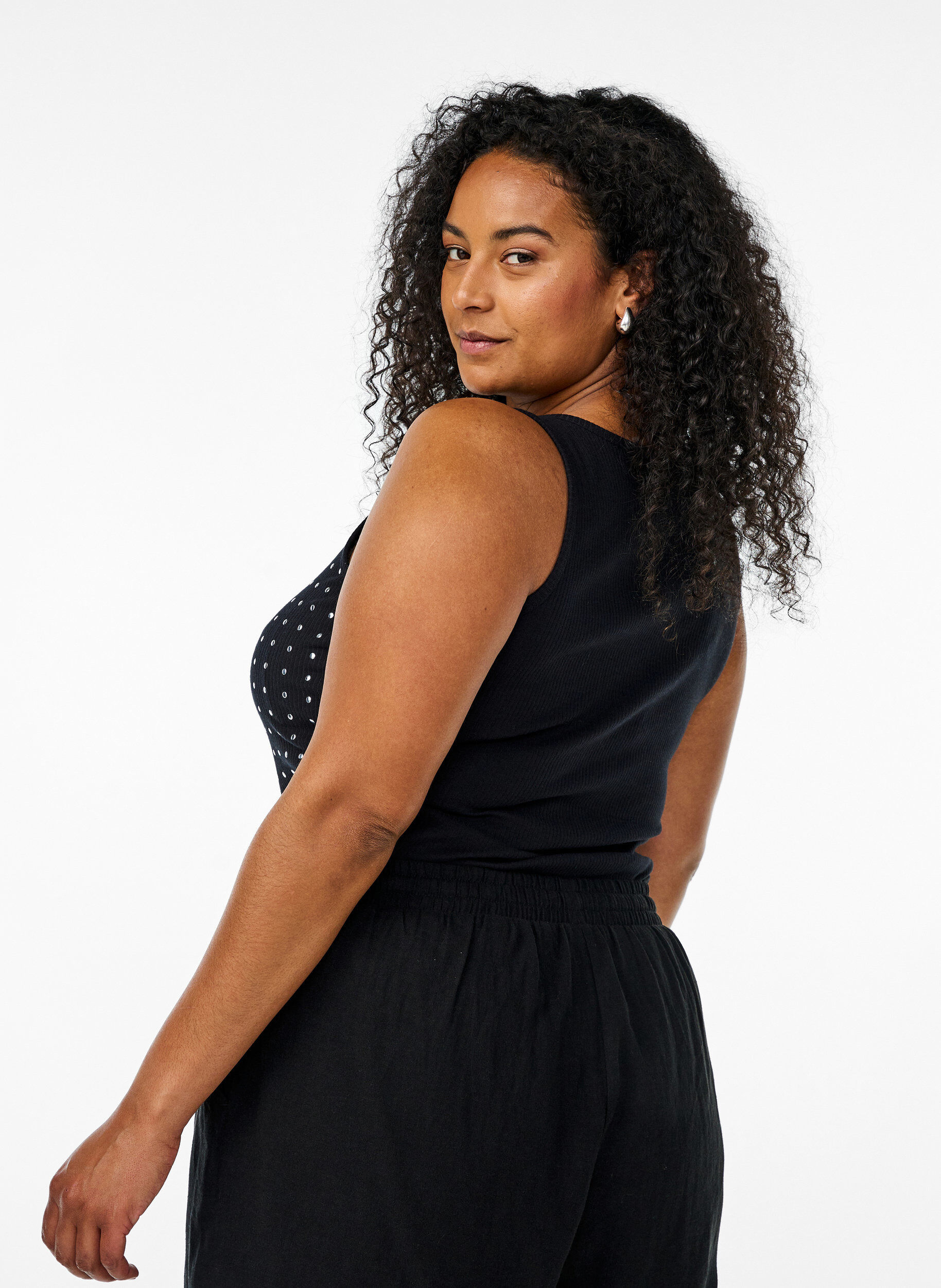 Zizzi Tanktop met studs, Black, Model image number 1