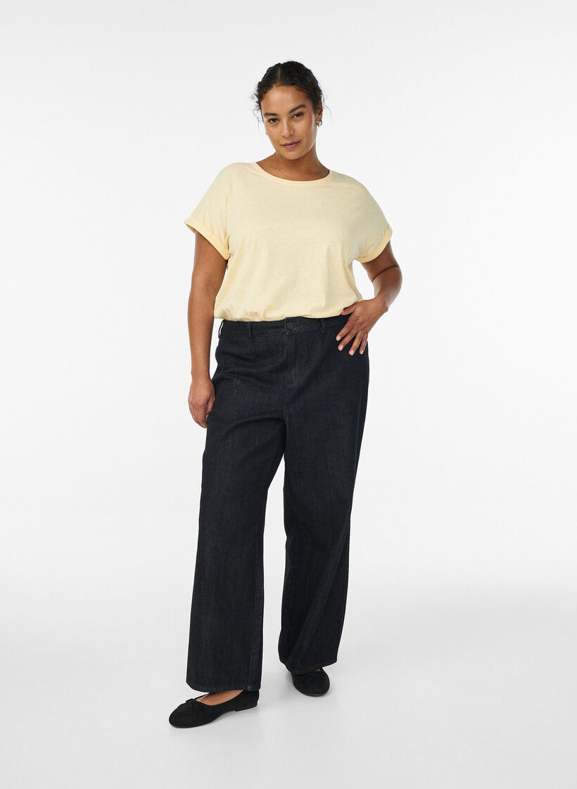 Gem&ecirc;leerd T-shirt met korte mouwen, Geel, Model image number 1