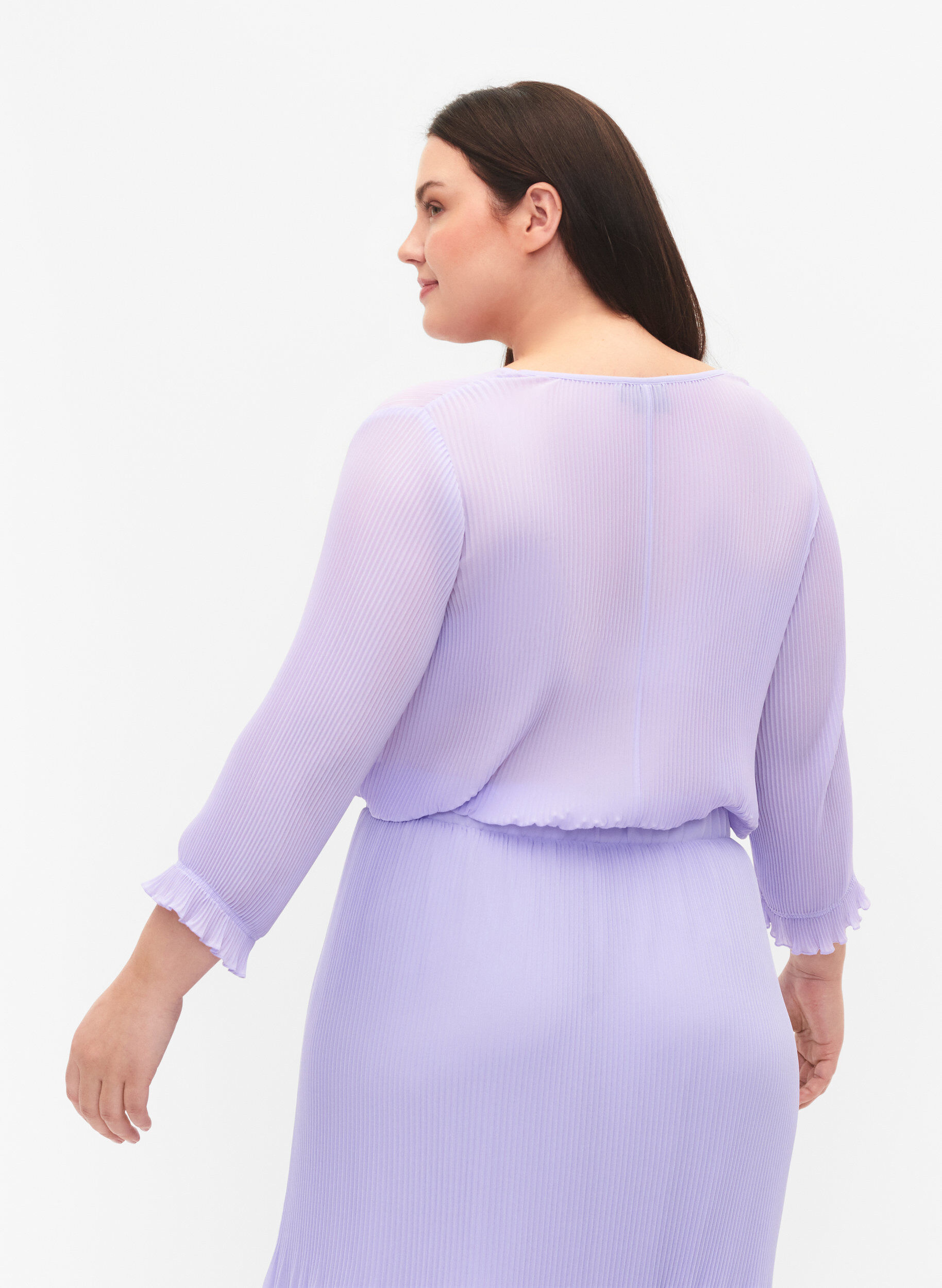 Zizzi Geplooide blouse met 3/4 mouwen, Lavender, Model image number 1