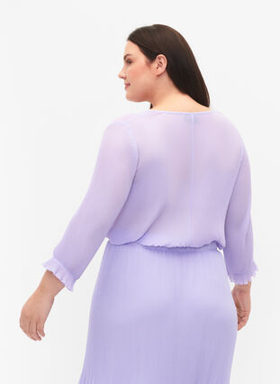 Geplooide blouse met 3/4 mouwen, Lavender, Model image number 1