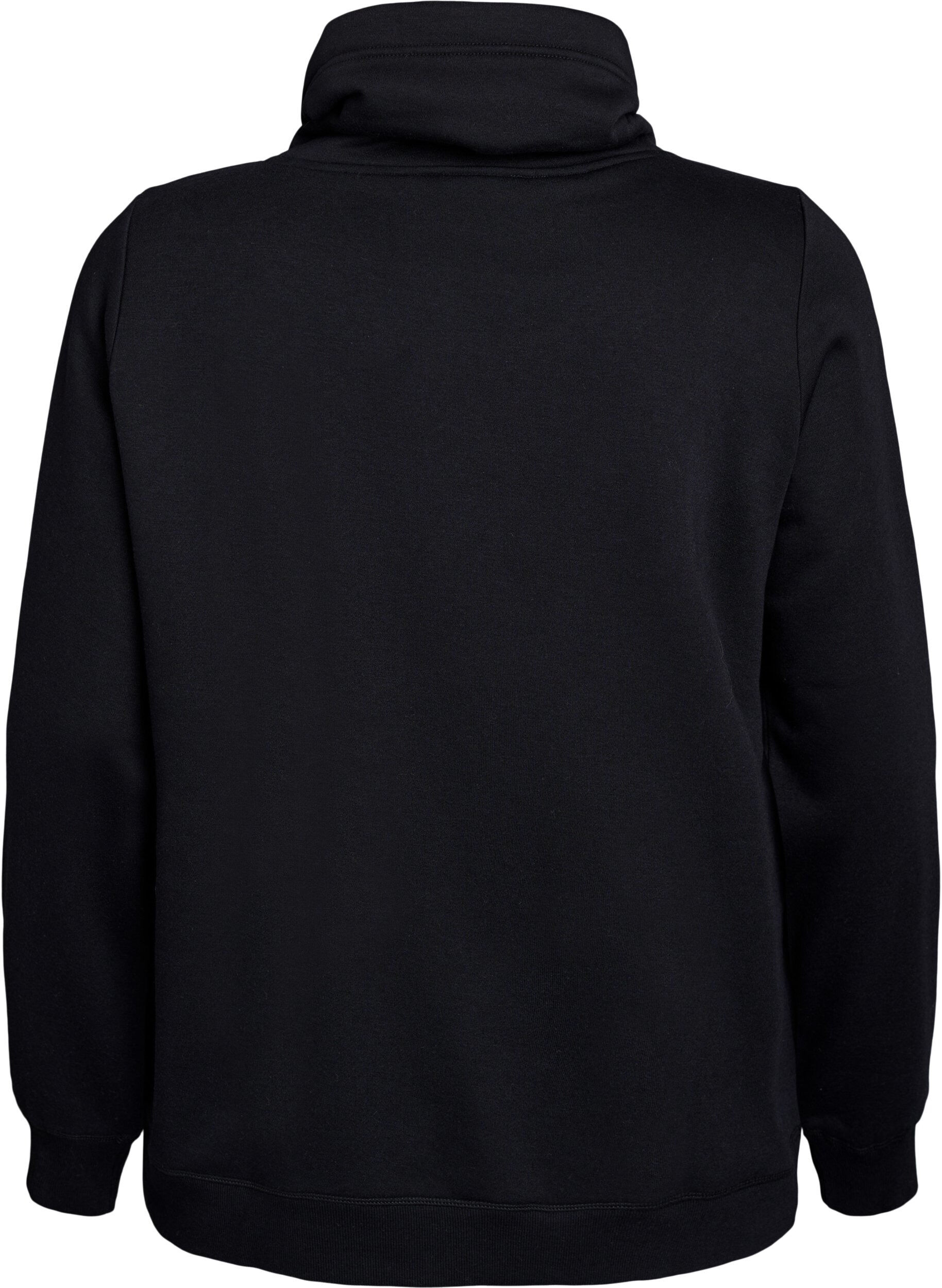 Zizzi Sweatshirt met hoge kraag en zakken, Zwart, Packshot image number 1