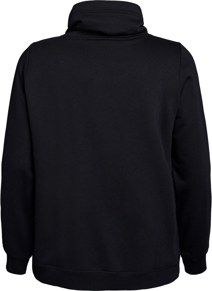 Sweatshirt met hoge kraag en zakken, Zwart, Packshot image number 1