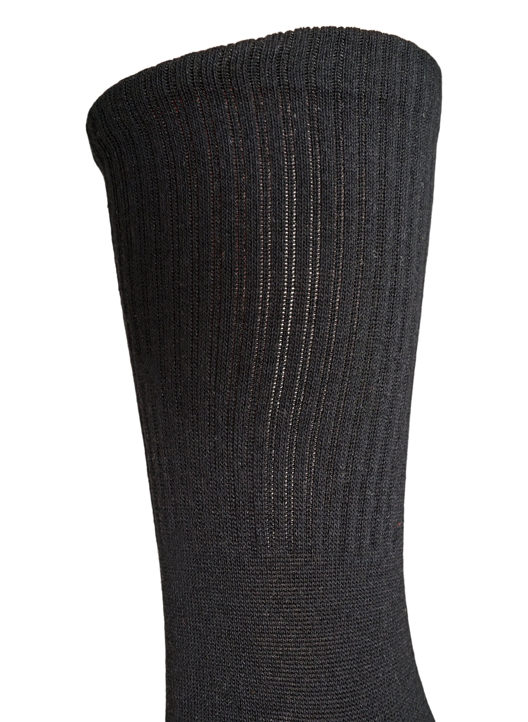 ZizziGeribde katoenen sok, Zwart, Packshot image number 2