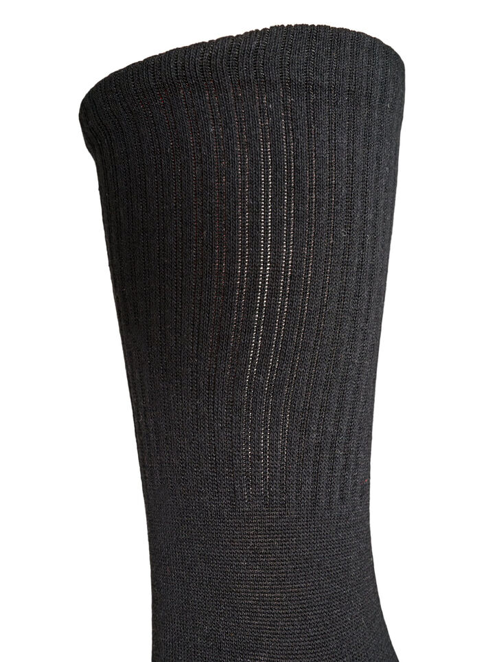 Geribde katoenen sok, Zwart, Packshot image number 2