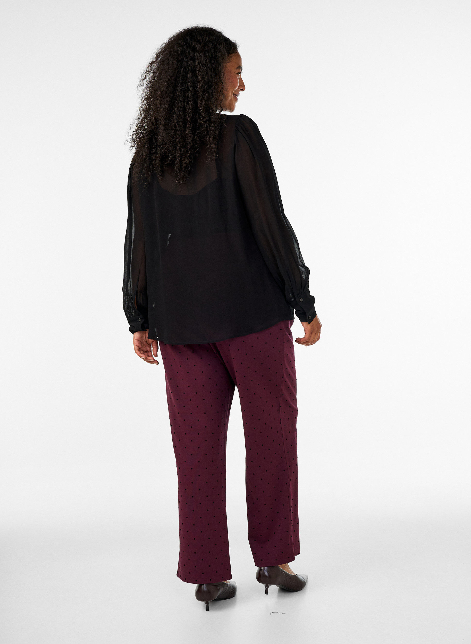 ZizziGespikkelde broek met een high waist en straight-fit pijpen, Rood, Model image number 1