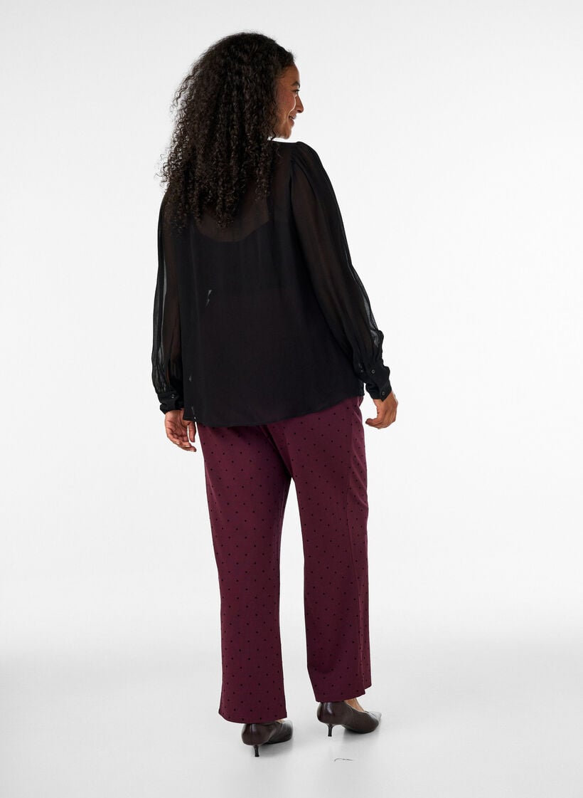 Gespikkelde broek met een high waist en straight-fit pijpen, Rood, Model image number 1