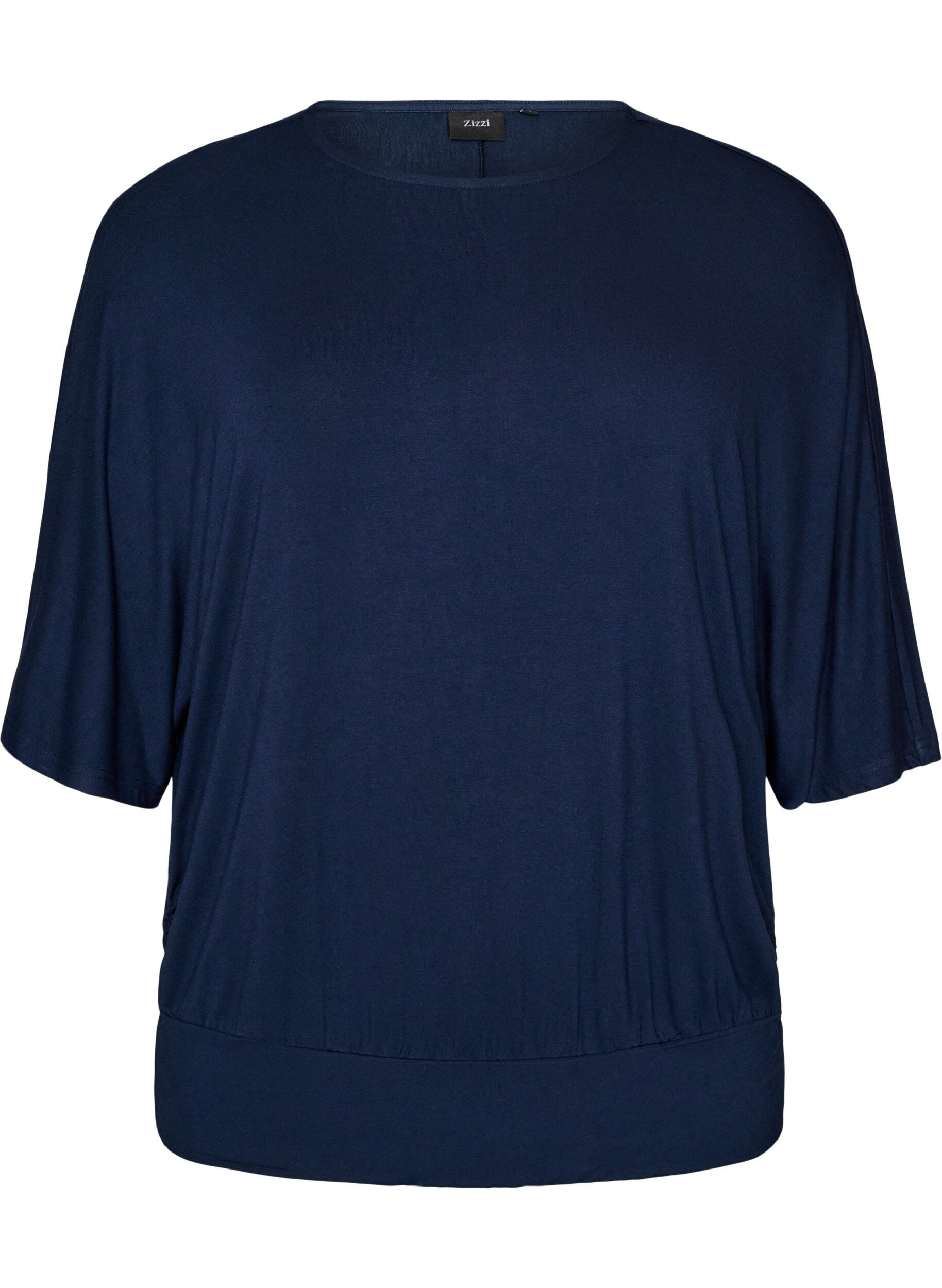 ZizziJersey blouse met halflange ballonmouwen, Blauw, Packshot image number 0