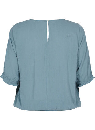 Katoenen blouse met smokwerk en korte mouwen, Goblin Blue, Packshot image number 1