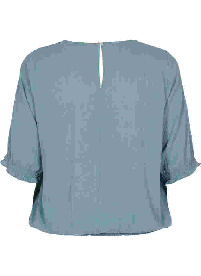 Katoenen blouse met smokwerk en korte mouwen, Goblin Blue, Packshot image number 1