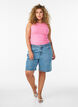 High-waist denim shorts met geborduurde motieven, Blauw, Model image number 1