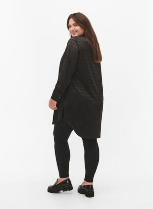 Naadloze legging in pied-de-poule patroon, Black w. Dark Grey, Model image number 1