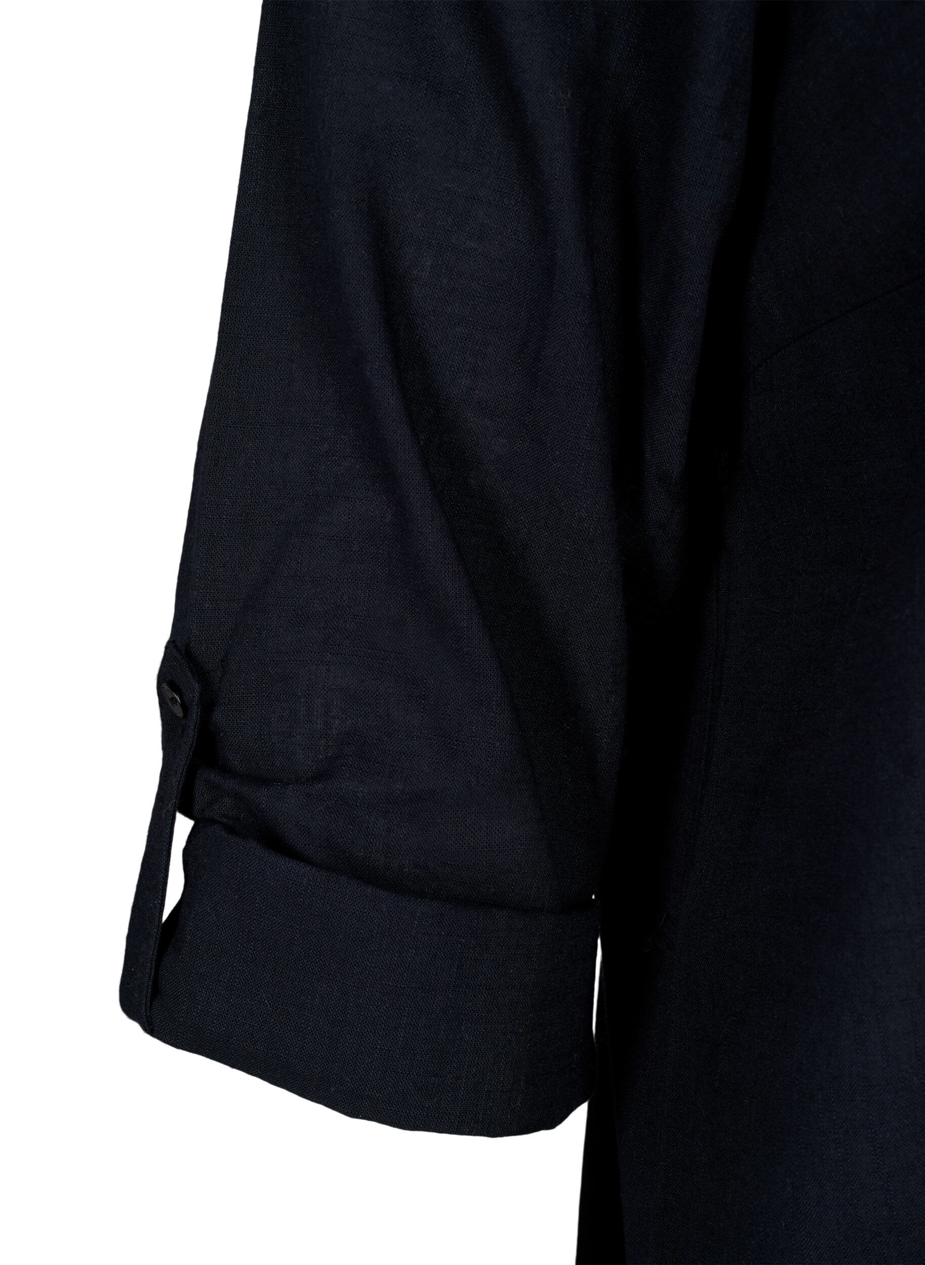 Zizzi Blouse van katoen met v-hals, Black, Packshot image number 3