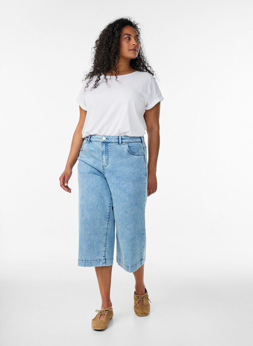 T-shirt met korte mouwen van katoenmix, Wit, Model image number 1