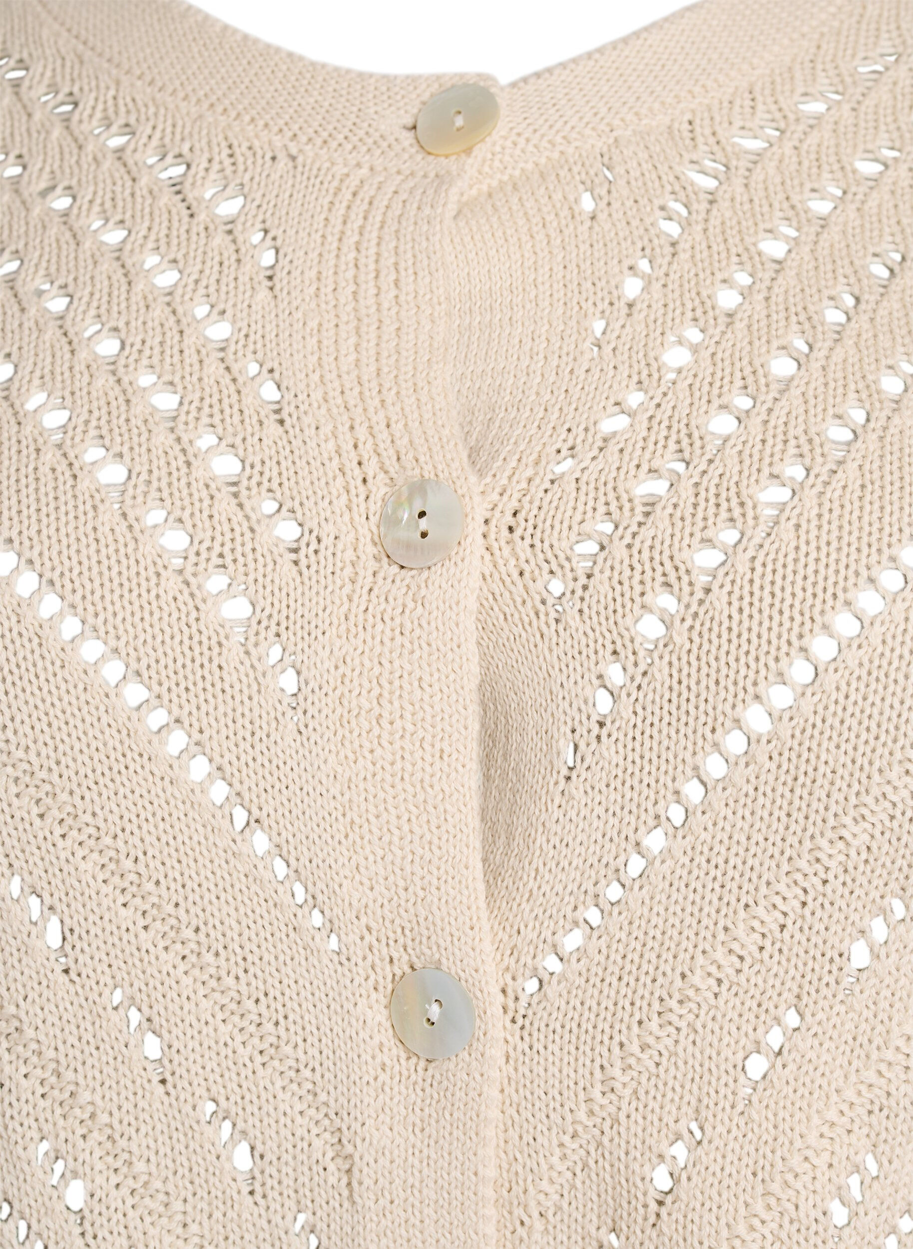 Zizzi Korte cardigan van breisel met oogjespatroon, Sandshell, Packshot image number 2