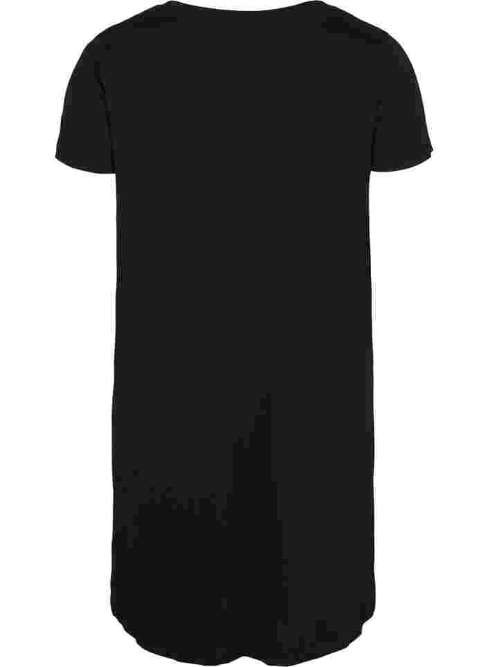 Katoenen pyjama jurk met korte mouwen en print, Black GOOD, Packshot image number 1