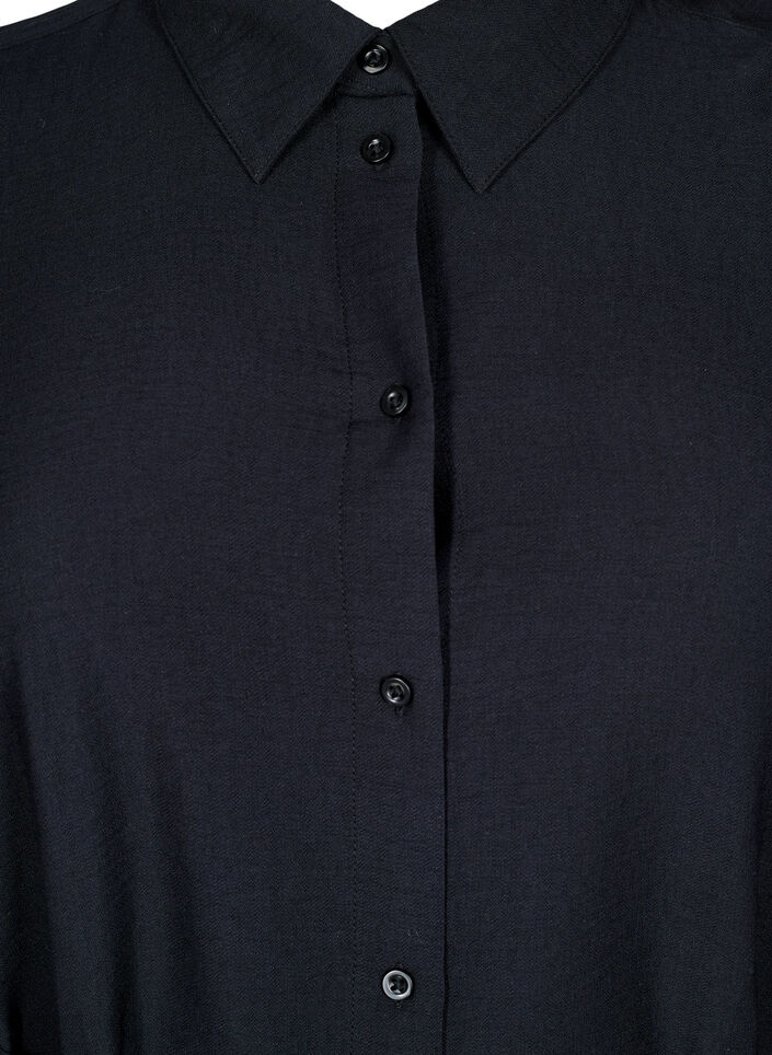 Jurk met lange mouwen en strikriem, Zwart, Packshot image number 2