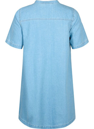 A-vorm denim jurk met korte mouwen, Light blue denim, Packshot image number 1