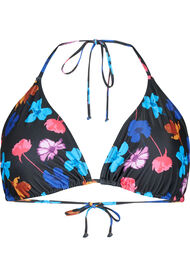 Driehoekige bikinitop met print, Zwart