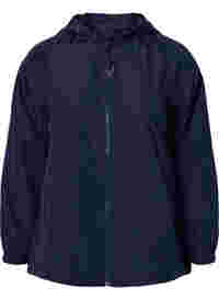 Korte jas met capuchon en verstelbare onderkant