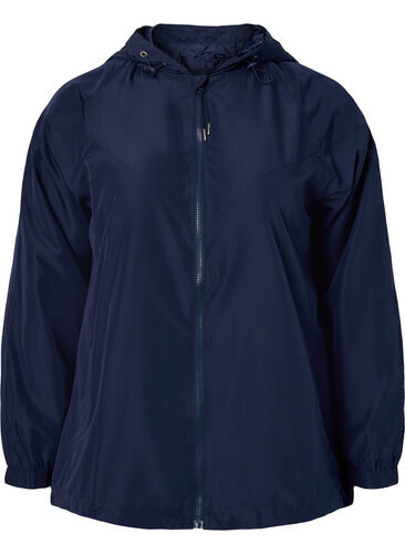 Korte jas met capuchon en verstelbare onderkant, Navy Blazer, Packshot image number 0