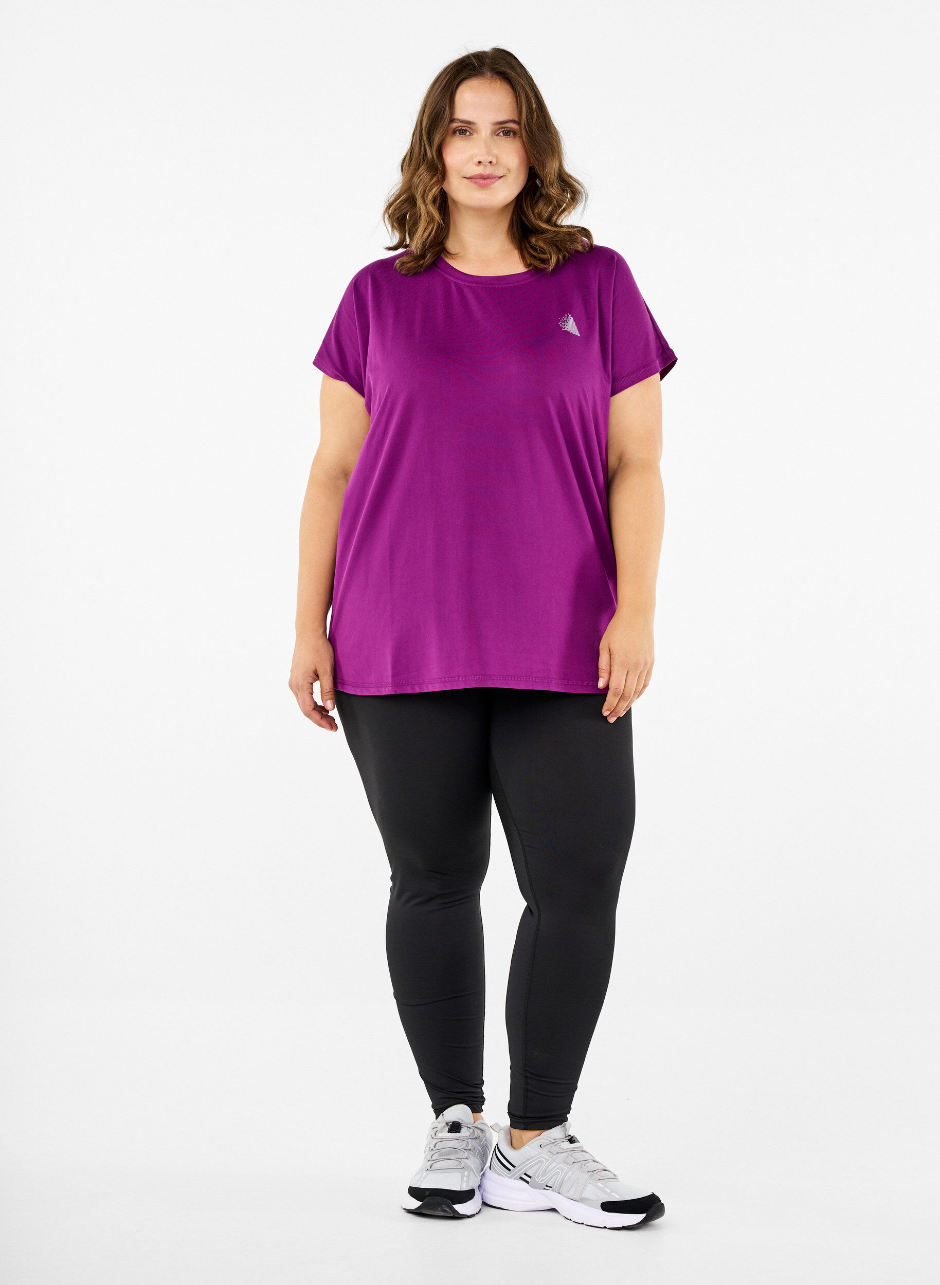 Zizzi Effen sportshirt, Paars, Model image number 1