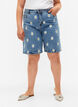 Hoog getailleerde Mille short met geborduurde bloemen, Light Blue Flower, Model image number 2