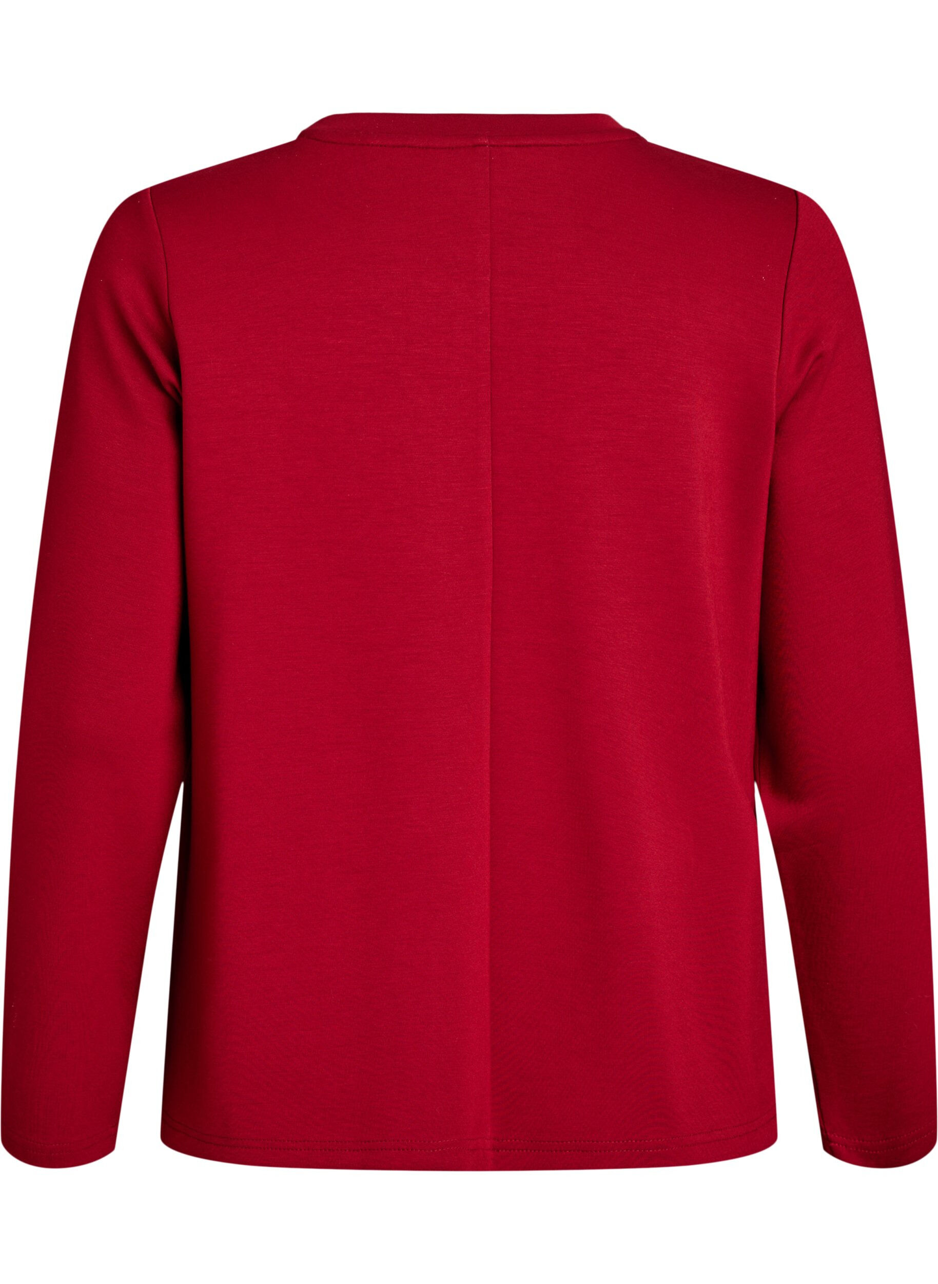 Zizzi Jersey blouse met ronde hals, Rood, Packshot image number 1