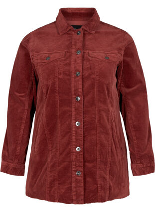 Fluwelen blouse jas met zakken, Burnt Henna, Packshot image number 0