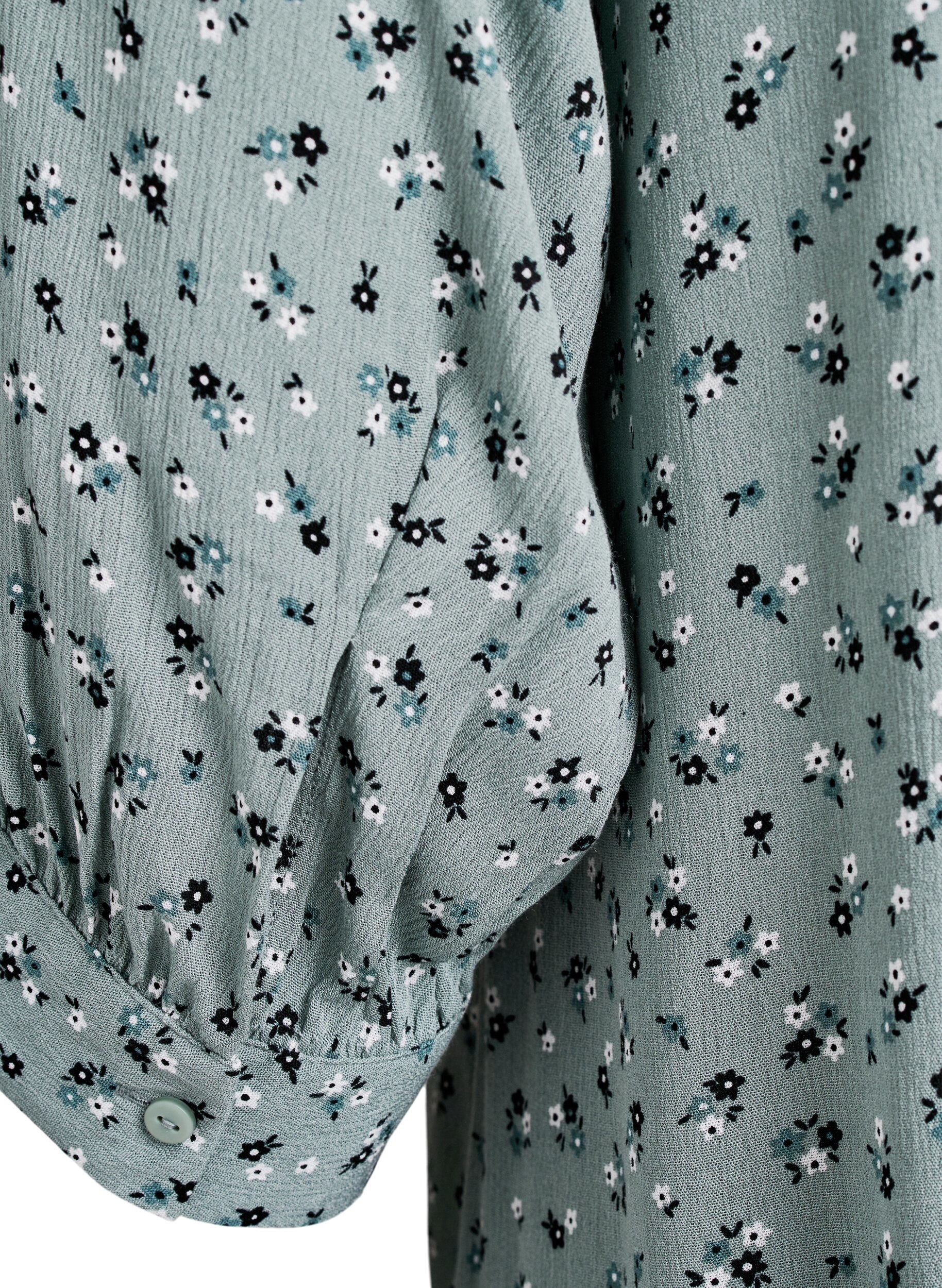 Zizzi Tunic met bloemenprint en 3/4 mouwen, Groen, Packshot image number 3