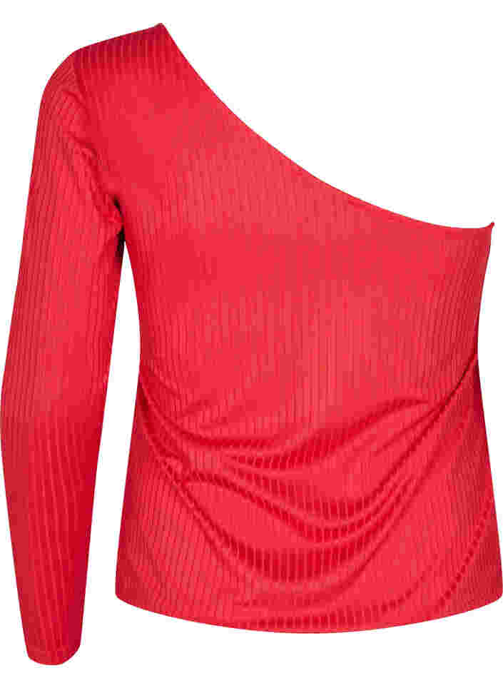 Een-schouder blouse, Tango Red, Packshot image number 1