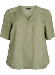 Overhemd blouse met V-hals en korte mouwen, Groen
