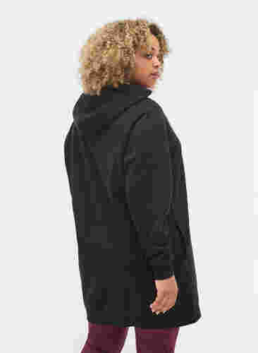 Lang sweatshirt met capuchon en print, Black w. Logo Print, Model image number 1
